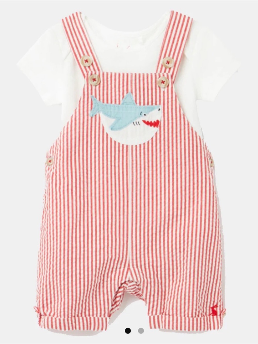 Joules Red & White Striped Shark Appliqué One-Piece